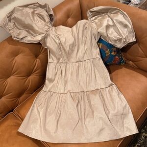 Girl In Mind Beige cream shiny dress